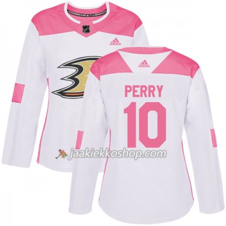 Nainen NHL Anaheim Ducks Pelipaita Corey Perry 10 Adidas 2017-2018 Valkoinen Vaaleanpunainen Fashion Authentic